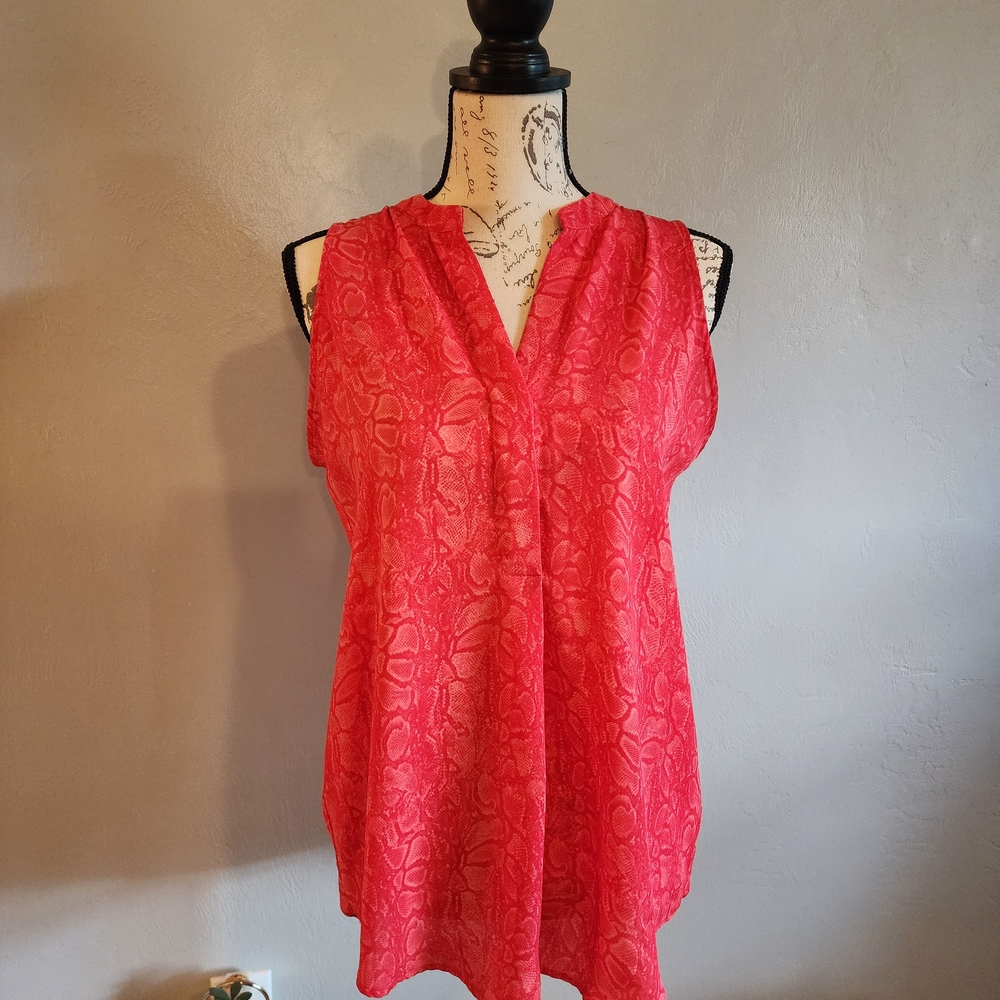 Jones New York Vibrant Red Snakeskin Sleeveless Top